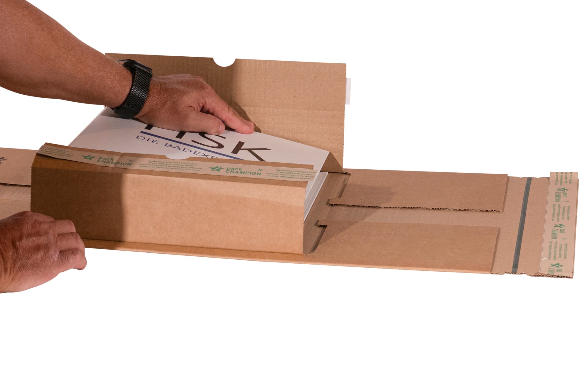 Wickelverpackung Ordner wiederverschließbar zentrale Packgutaufnahme 350x320x80 6