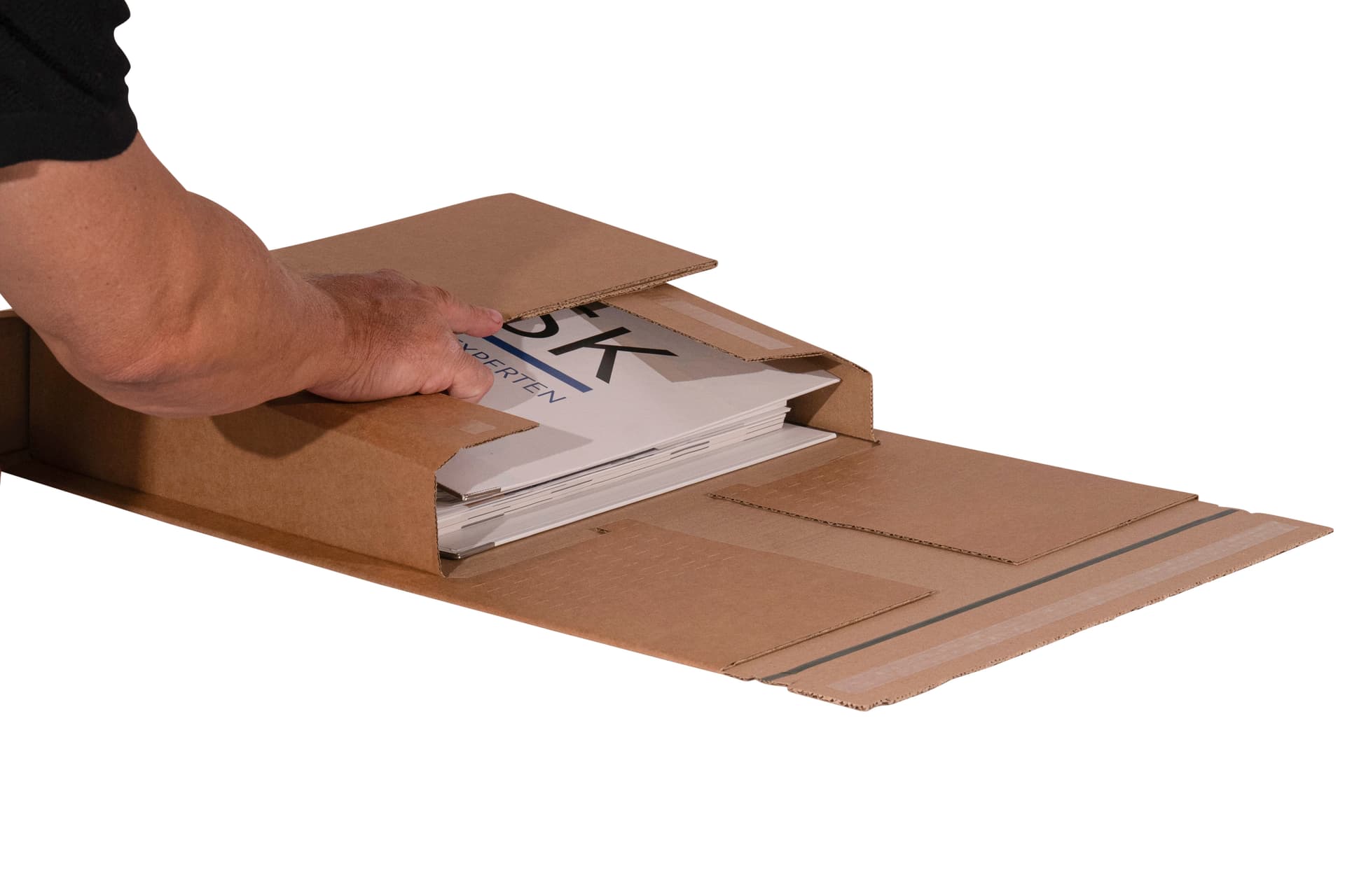 Wickelverpackung Ordner wiederverschließbar zentrale Packgutaufnahme 350x320x80 4